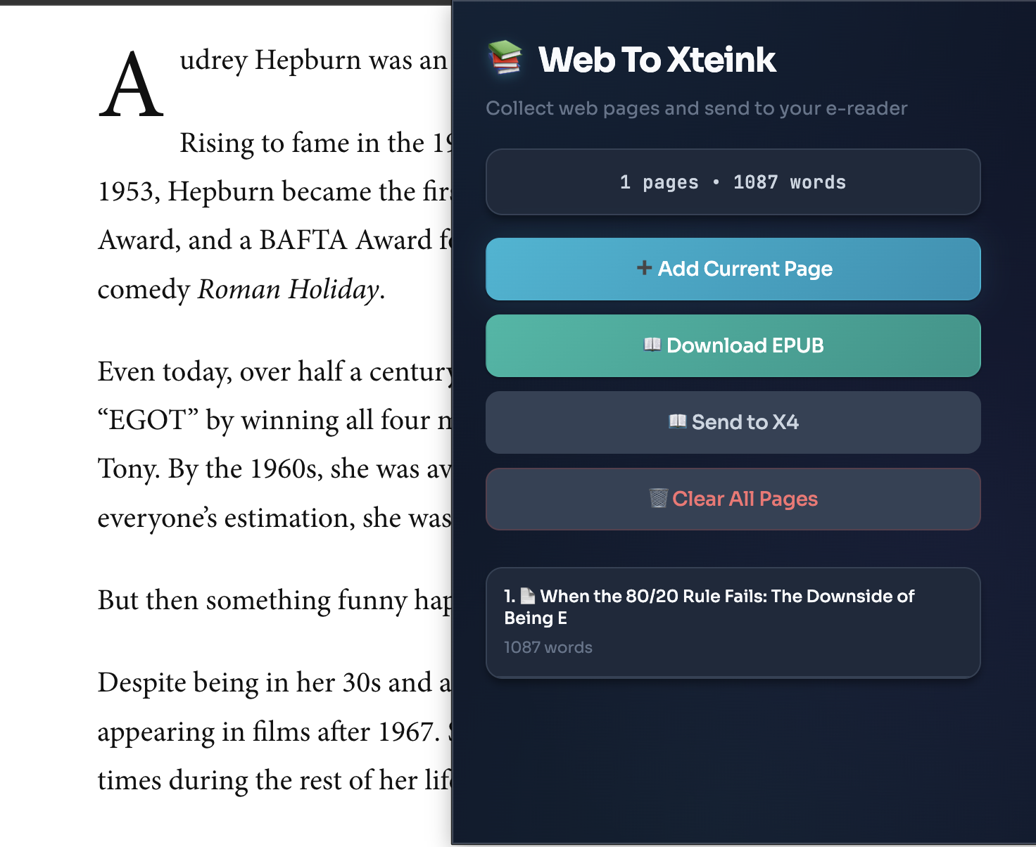 WebToXteink Chrome Extension